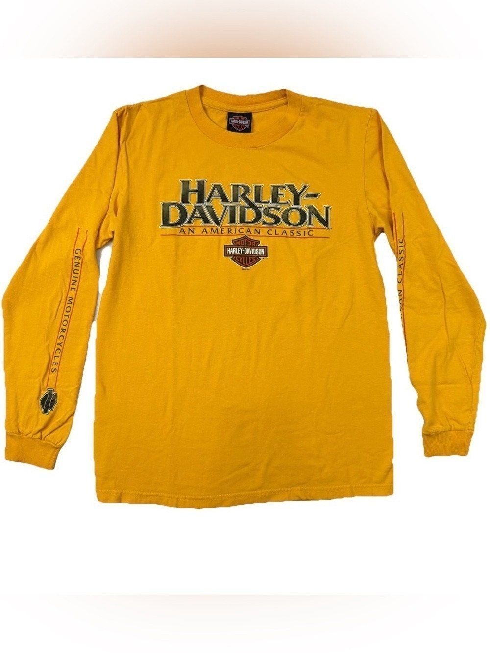 Harley-Davidson Men's Long Sleeve Logo Tee - Yellow with Black Accent